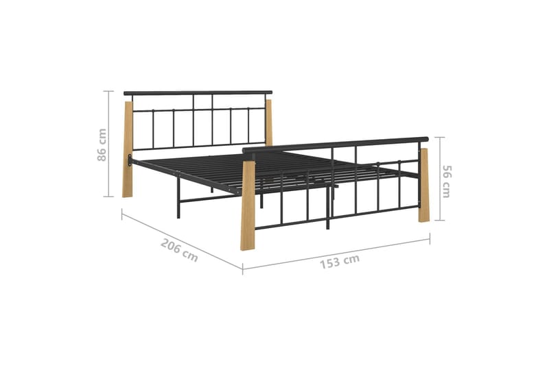 sengestel 140x200 cm massivt egetræ og metal - Sort - Møbler - Senge - Sengeramme & sengestel