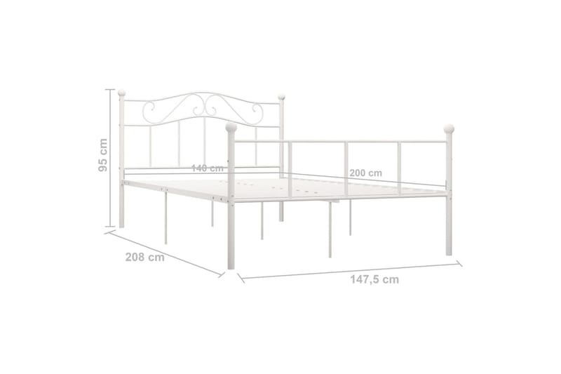 Sengestel 140x200 cm Metal Hvid - Hvid - Møbler - Senge - Sengeramme & sengestel