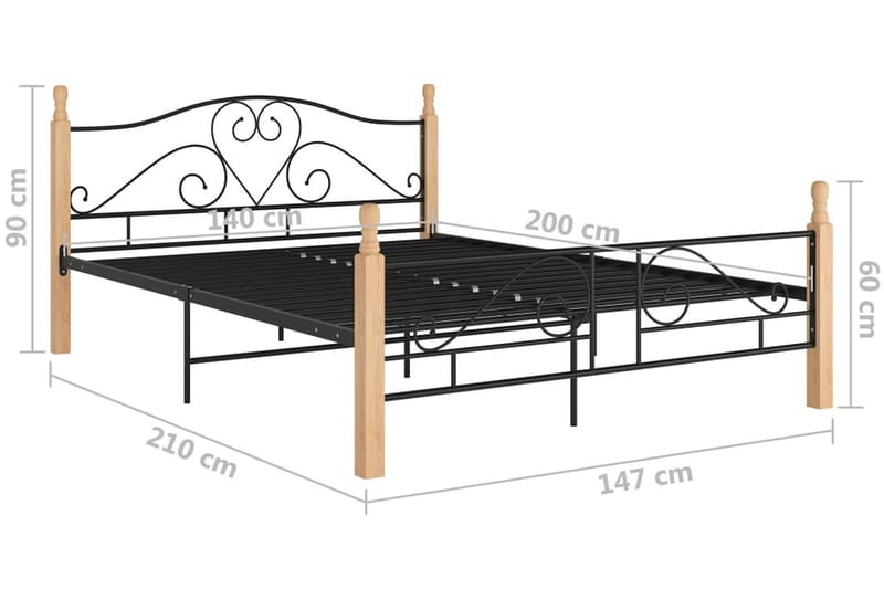 Sengestel 140x200 cm metal sort - Sort - Møbler - Senge - Sengeramme & sengestel