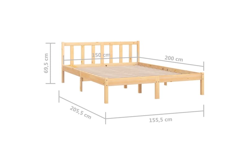 sengestel 150x200 cm UK King massivt fyrretræ - Brun - Møbler - Senge - Sengeramme & sengestel