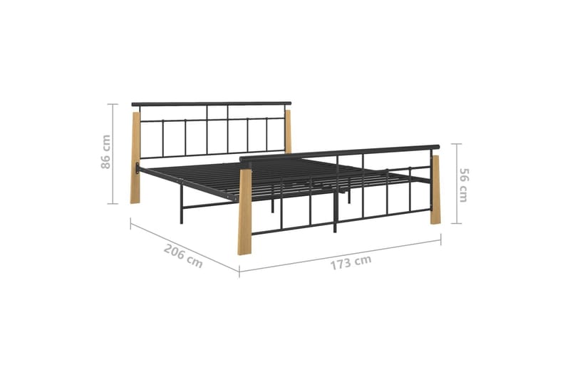 sengestel 160x200 cm massivt egetræ og metal - Sort - Møbler - Senge - Sengeramme & sengestel