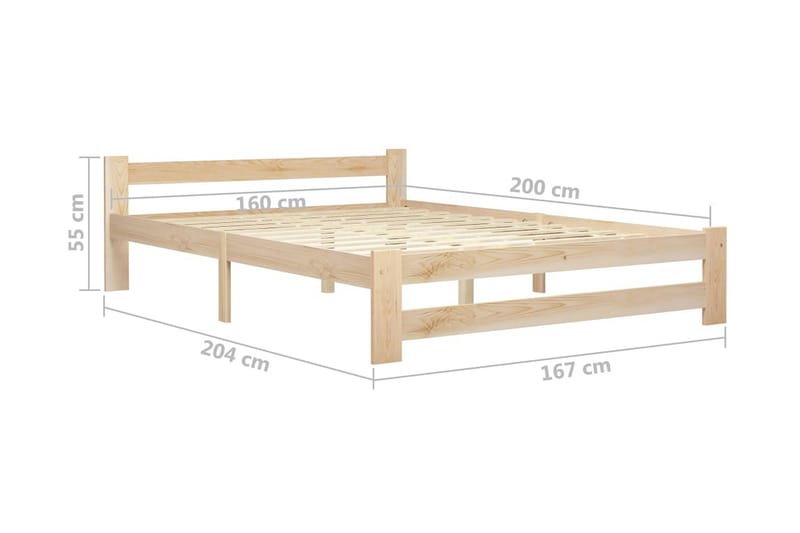 sengestel 160x200 cm massivt fyrretræ - Brun - Møbler - Senge - Sengeramme & sengestel