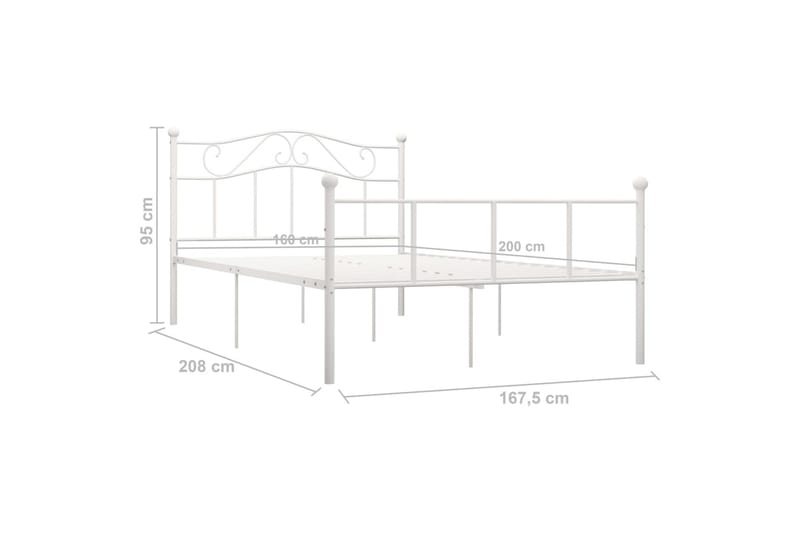 Sengestel 160x200 cm Metal Hvid - Hvid - Møbler - Senge - Sengeramme & sengestel