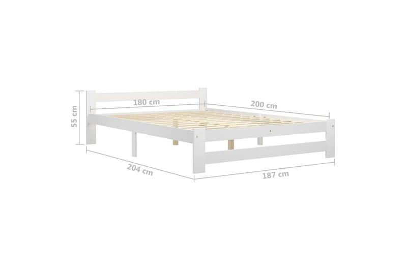 Sengestel 180x200 cm massivt Fyrretræ Hvid - Hvid - Møbler - Senge - Sengeramme & sengestel