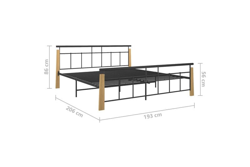 sengestel 180x200 cm metal og massivt egetræ - Sort - Møbler - Senge - Sengeramme & sengestel