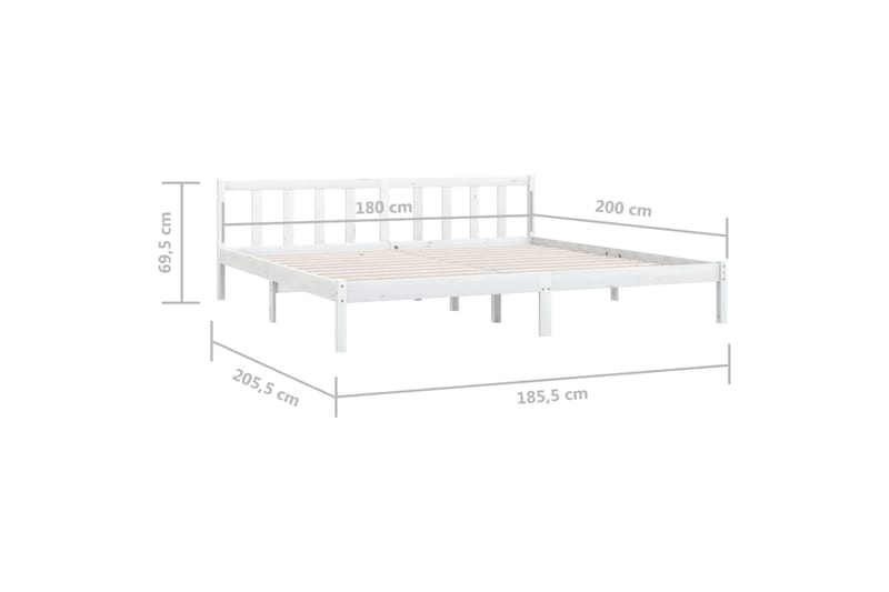 sengestel 180x200 cm UK Super King massivt fyrretræ hvid - Hvid - Møbler - Senge - Sengeramme & sengestel