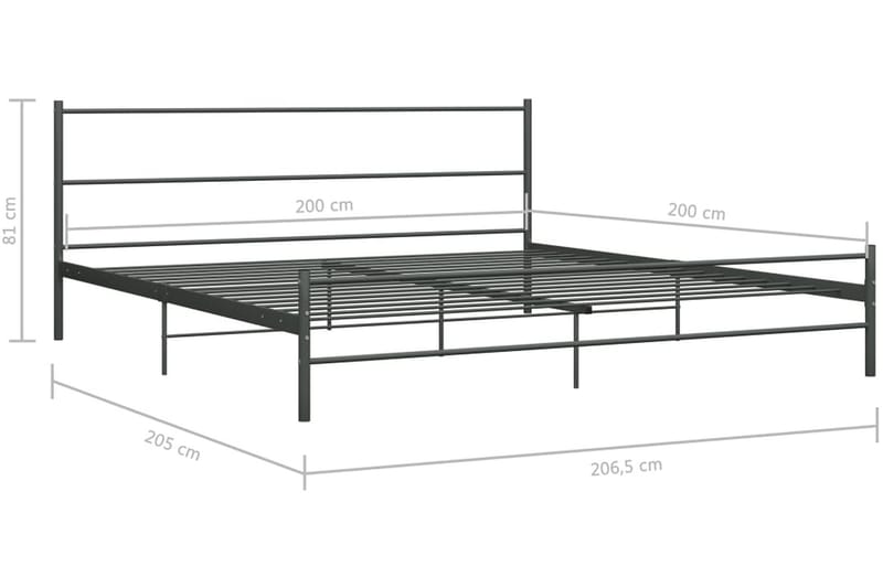 Sengestel 200 X 200 Cm Metal Grå - Grå - Møbler - Senge - Sengeramme & sengestel