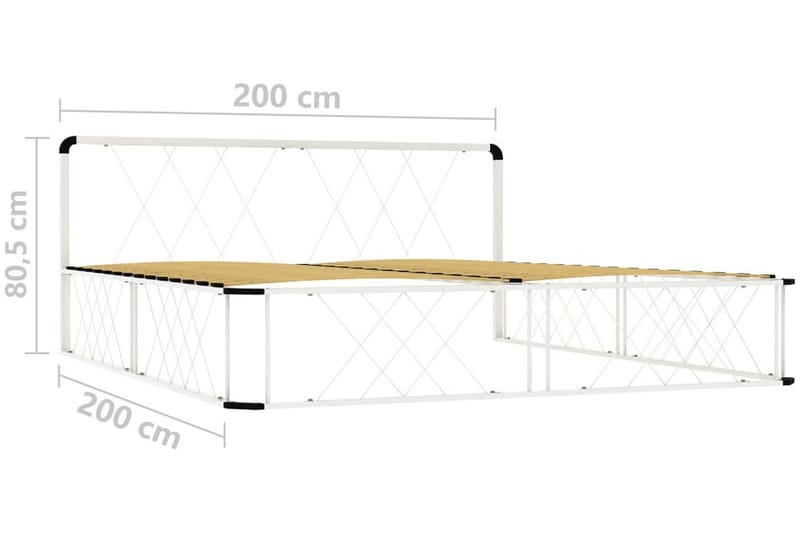 Sengestel 200 X 200 cm Metal Hvid - Møbler - Senge - Sengeramme & sengestel