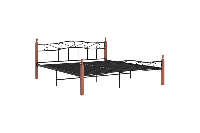 sengestel 200x200 cm massivt egetræ og metal sort - Sort - Møbler - Senge - Sengeramme & sengestel