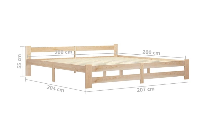 Sengestel 200x200 cm massivt Fyrretræ - Brun - Møbler - Senge - Sengeramme & sengestel