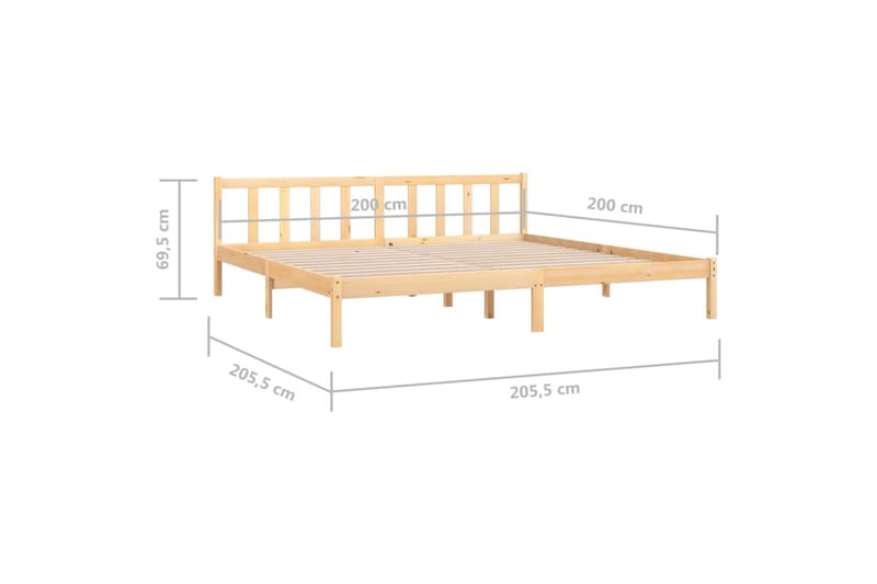 sengestel 200x200 cm massivt fyrretræ - Brun - Møbler - Senge - Sengeramme & sengestel