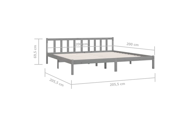 sengestel 200x200 cm massivt fyrretræ grå - Grå - Møbler - Senge - Sengeramme & sengestel