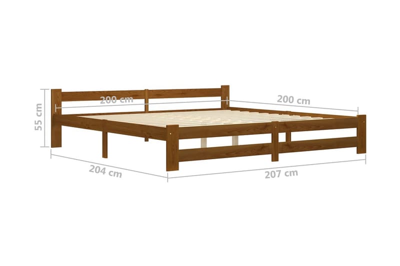 Sengestel 200x200 cm massivt Fyrretræ Honningbrun - Brun - Møbler - Senge - Sengeramme & sengestel