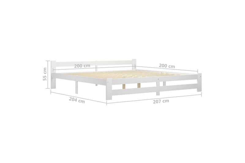 Sengestel 200x200 cm massivt Fyrretræ Hvid - Hvid - Møbler - Senge - Sengeramme & sengestel