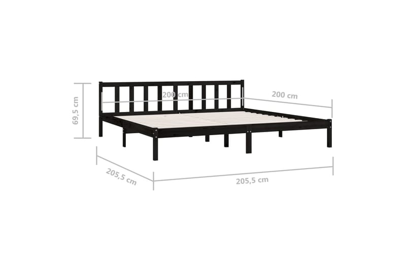 sengestel 200x200 cm massivt fyrretræ sort - Sort - Møbler - Senge - Sengeramme & sengestel