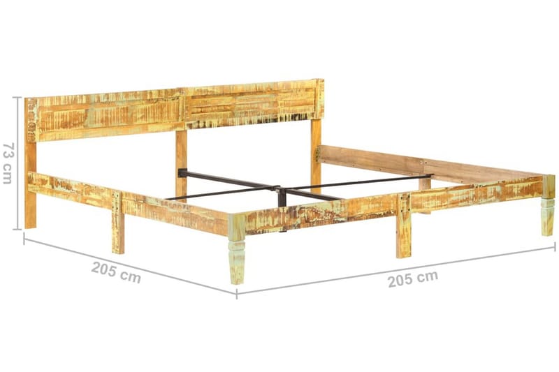 Sengestel 200X200 cm Massivt Genanvendt Træ - Brun - Møbler - Senge - Sengeramme & sengestel