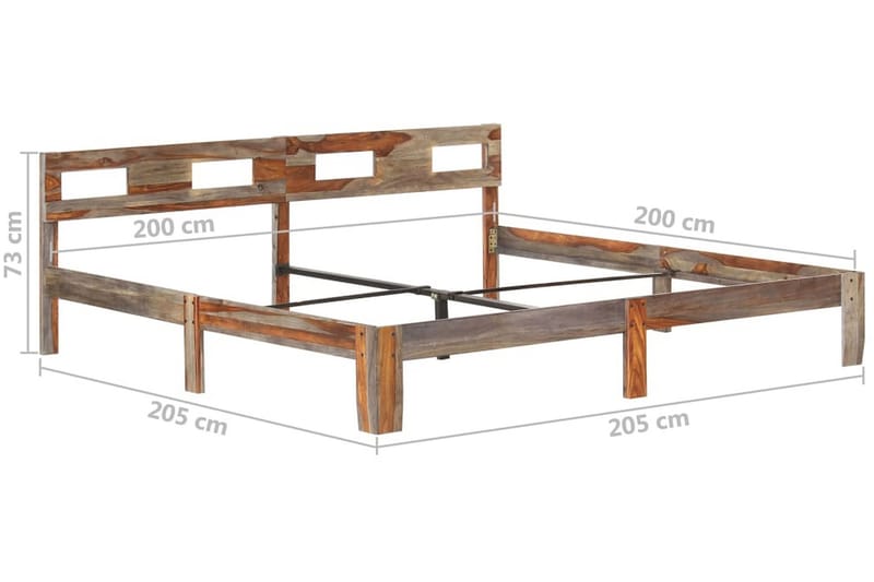 Sengestel 200x200 cm Massivt Sheeshamtræ - Møbler - Senge - Sengeramme & sengestel