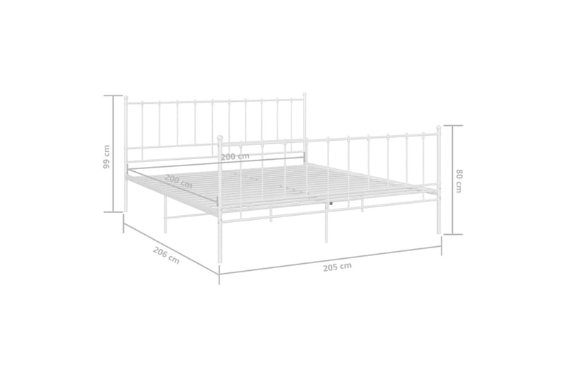 sengestel 200x200 cm metal hvid - Hvid - Møbler - Senge - Sengeramme & sengestel