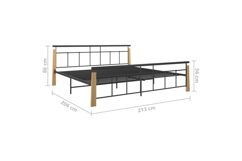 sengestel 200x200 cm metal og massivt egetræ - Sort - Møbler - Senge - Sengeramme & sengestel