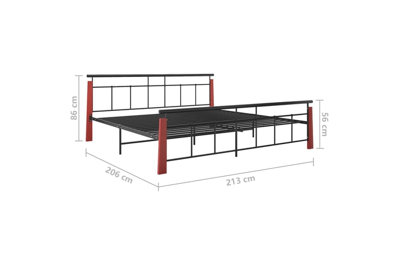 sengestel 200x200 cm metal og massivt egetræ - Sort - Møbler - Senge - Sengeramme & sengestel