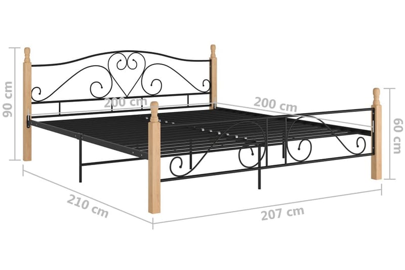 Sengestel 200x200 cm metal sort - Sort - Møbler - Senge - Sengeramme & sengestel