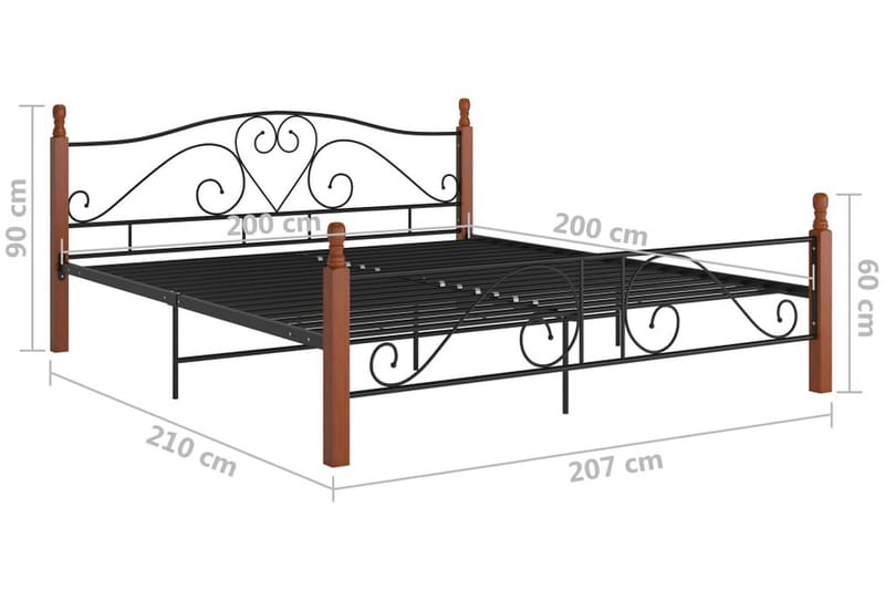 Sengestel 200x200 cm metal sort - Sort - Møbler - Senge - Sengeramme & sengestel