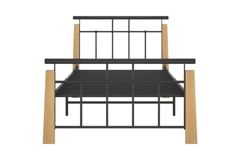 sengestel 90x200 cm massivt egetræ og metal - Sort - Møbler - Senge - Sengeramme & sengestel