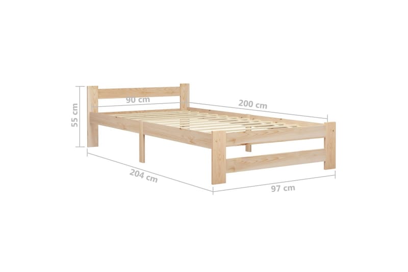 sengestel 90x200 cm massivt fyrretræ - Brun - Møbler - Senge - Sengeramme & sengestel