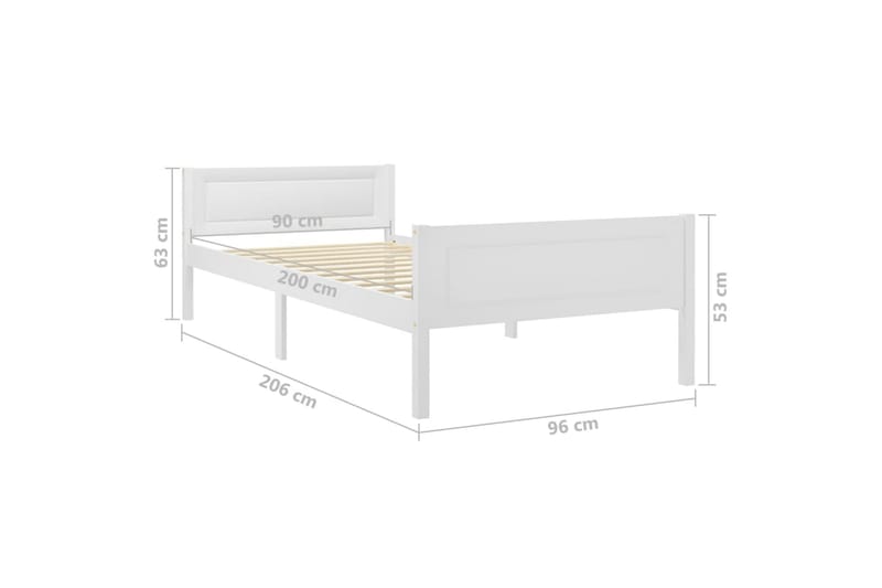 sengestel 90x200 cm massivt fyrretræ hvid - Hvid - Møbler - Senge - Sengeramme & sengestel