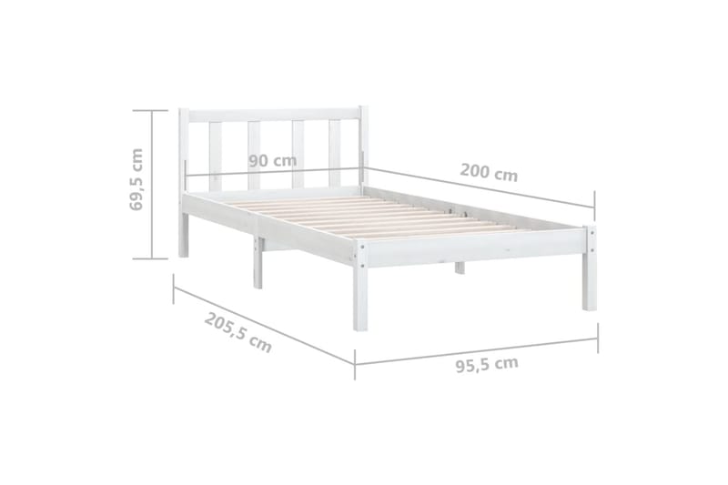 sengestel 90x200 cm massivt fyrretræ hvid - Hvid - Møbler - Senge - Sengeramme & sengestel