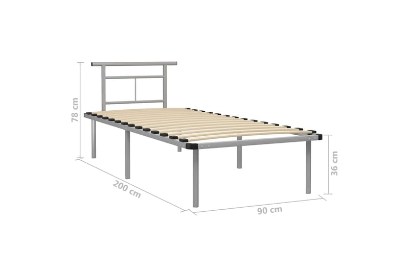 Sengestel 90x200 cm metal grå - Grå - Møbler - Senge - Sengeramme & sengestel