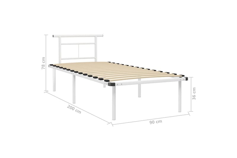 Sengestel 90x200 cm metal hvid - Hvid - Møbler - Senge - Sengeramme & sengestel