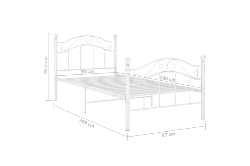 sengestel 90x200 cm metal hvid - Hvid - Møbler - Senge - Sengeramme & sengestel