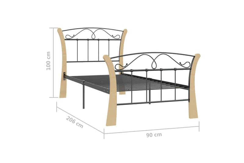 sengestel 90x200 cm metal sort - Sort - Møbler - Senge - Sengeramme & sengestel