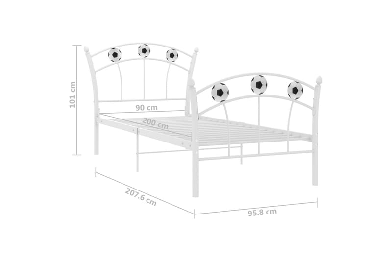 sengestel 90x200 fodbolddesign metal hvid - Hvid - Møbler - Senge - Sengeramme & sengestel