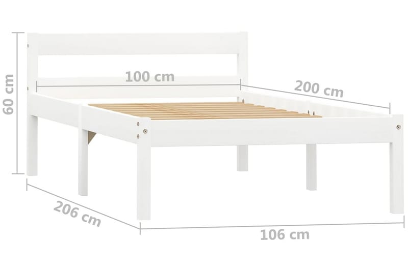 sengestel massivt fyrretræ 100 x 200 cm hvid - Møbler - Senge - Sengeramme & sengestel