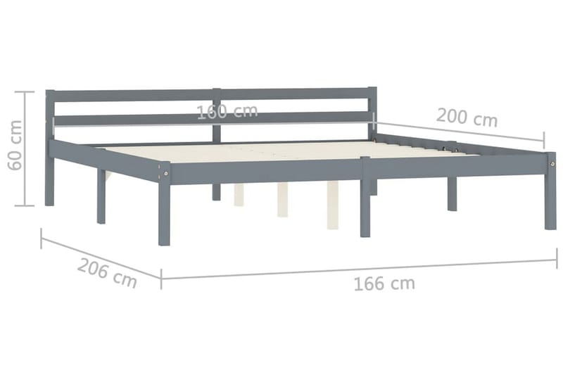 sengestel massivt fyrretræ 160 x 200 cm grå - Møbler - Senge - Sengeramme & sengestel