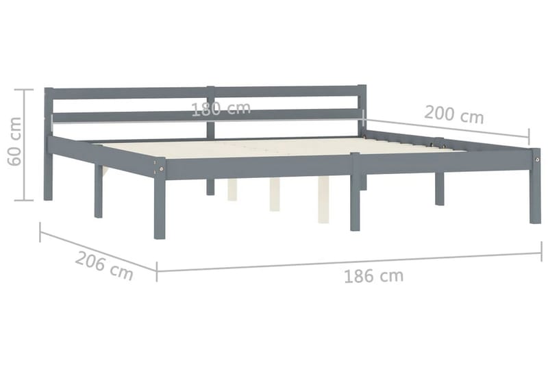 sengestel massivt fyrretræ 180 x 200 cm grå - Møbler - Senge - Sengeramme & sengestel