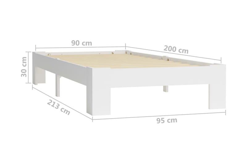 Sengestel Massivt Fyrretræ 90x200 cm Hvid - Hvid - Møbler - Senge - Sengeramme & sengestel