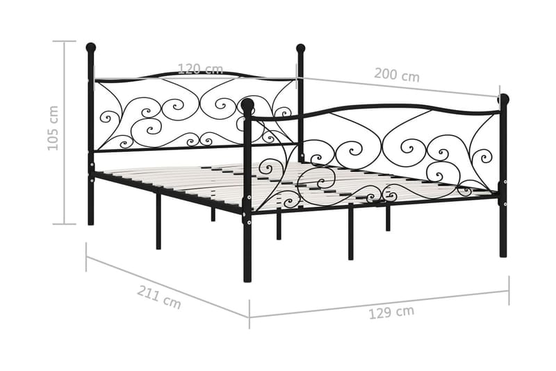 sengestel med lamelbund 120 x 200 cm metal sort - Sort - Møbler - Senge - Sengeramme & sengestel