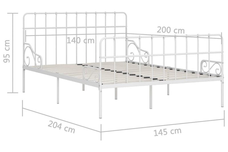 sengestel med lamelbund 140 x 200 cm metal hvid - Hvid - Møbler - Senge - Sengeramme & sengestel