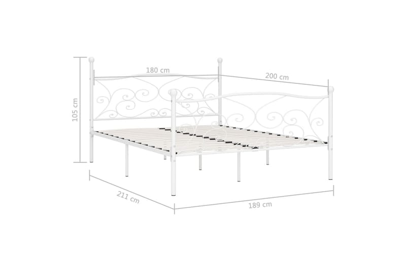 sengestel med lamelbund 180 x 200 cm metal hvid - Hvid - Møbler - Senge - Sengeramme & sengestel