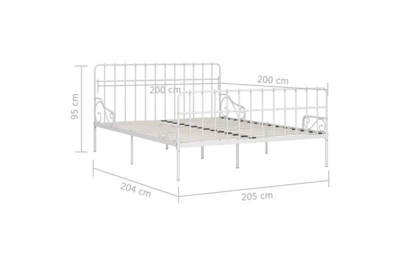 sengestel med lamelbund 200 x 200 cm metal hvid - Hvid - Møbler - Senge - Sengeramme & sengestel