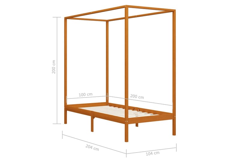 Sengestel Til Himmelseng 100X200 cm Fyrretræ Gyldenbrun - Møbler - Senge - Sengeramme & sengestel