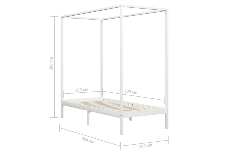 Sengestel Til Himmelseng 100x200 cm Massivt Fyrretræ Hvid - Møbler - Senge - Sengeramme & sengestel