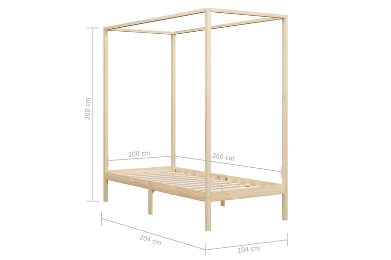 Sengestel Til Himmelseng 100x200 cm Massivt Fyrretræ - Møbler - Senge - Sengeramme & sengestel