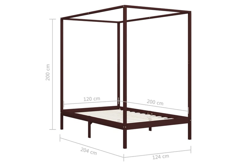 Sengestel Til Himmelseng 120x200 cm Fyrretræ Mørkebrun - Møbler - Senge - Sengeramme & sengestel