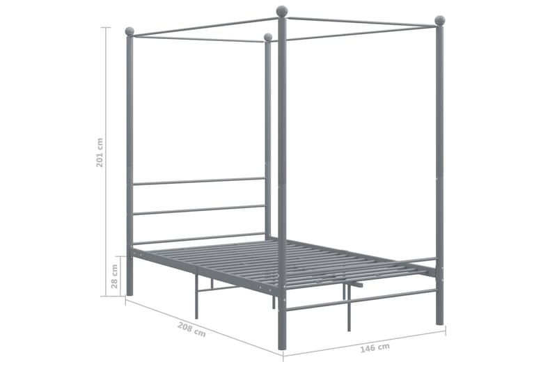 sengestel til himmelseng 140x200 cm metal grå - Grå - Møbler - Senge - Sengeramme & sengestel