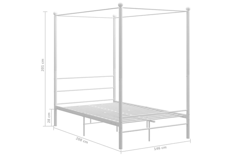 sengestel til himmelseng 140x200 cm metal hvid - Hvid - Møbler - Senge - Sengeramme & sengestel