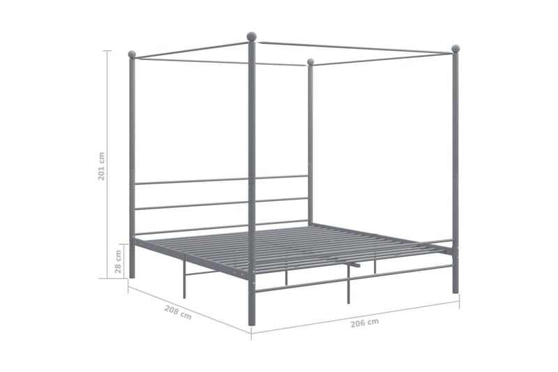 sengestel til himmelseng 200x200 cm metal grå - Grå - Møbler - Senge - Sengeramme & sengestel